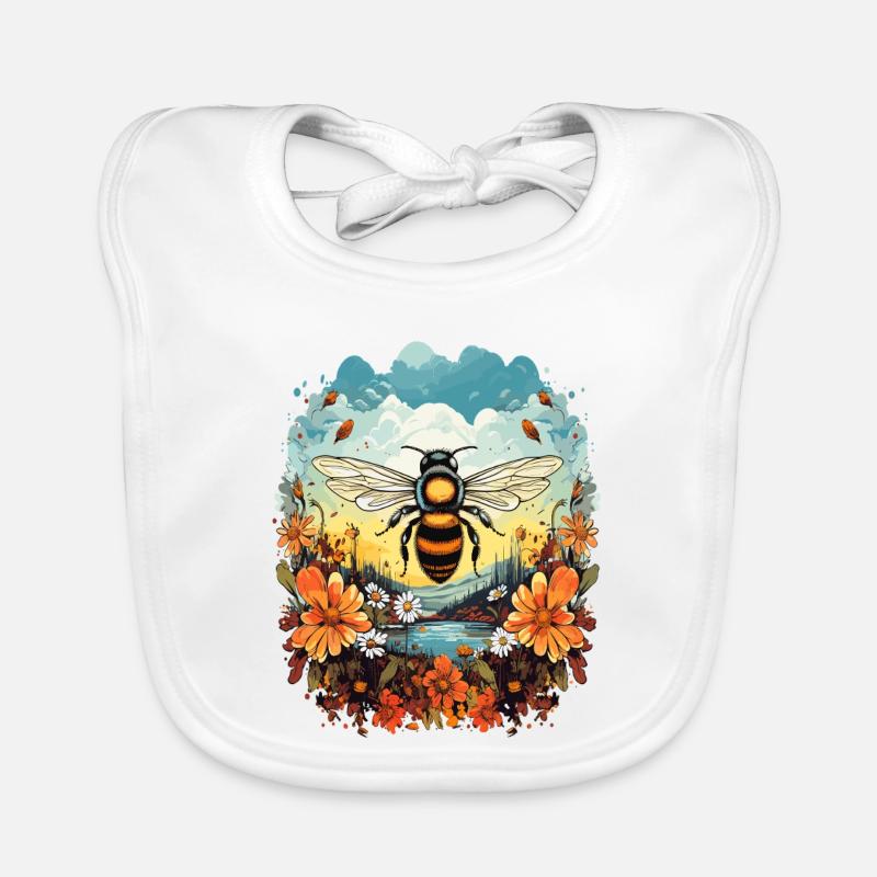 Bee light over flower meadow Organic Baby Bibs
