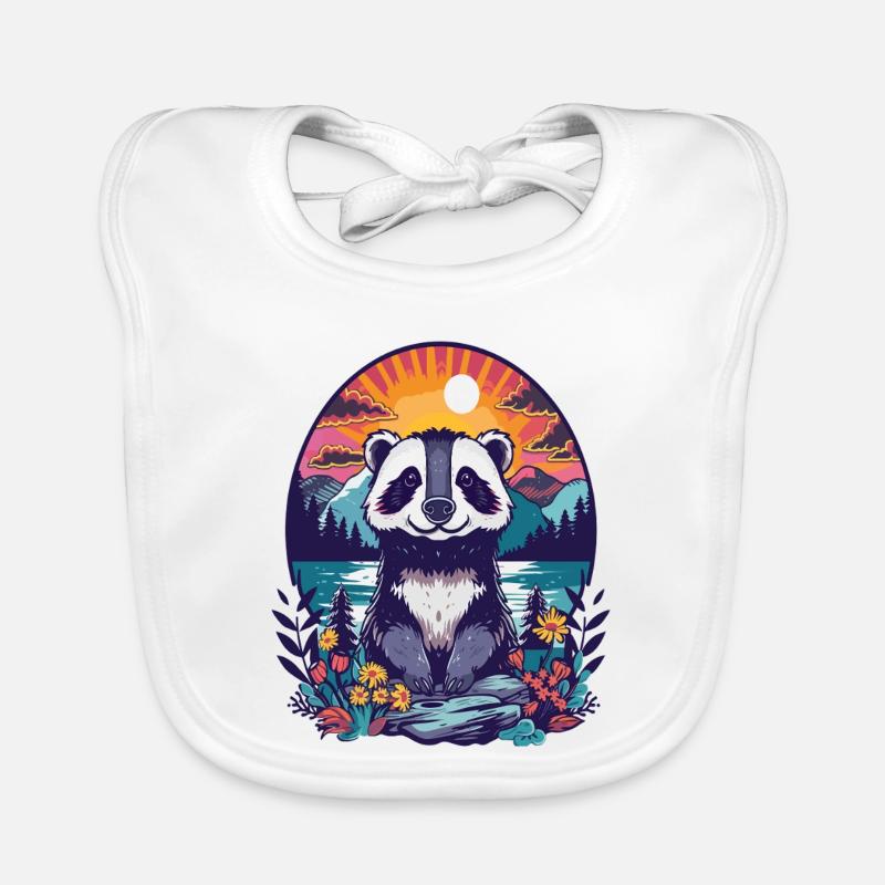 Panda coucher de soleil forêt Illustration Bavoir bio Bébé