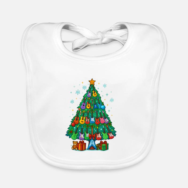 Guitar Tree Christmas Jam, Xmas Music Lover  Organic Baby Bibs
