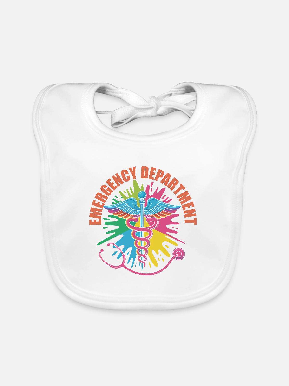 Buntes Notfall Emblem - Baby Bio-Lätzchen - Weiß - Vorne
