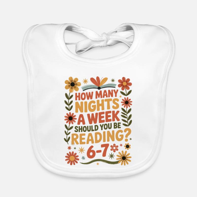 Reading motivation 6-7 nights retro flowers Organic Baby Bibs