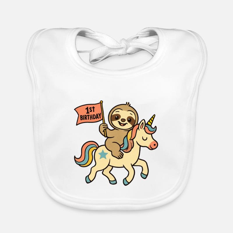 Faultier auf Einhorn 1st Birthday Baby Bio-Lätzchen