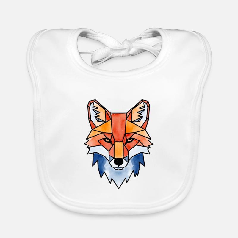 Geometrischer Aquarellfuchs Fuchs Wasserfarben - Baby Bio-Lätzchen - Weiß
