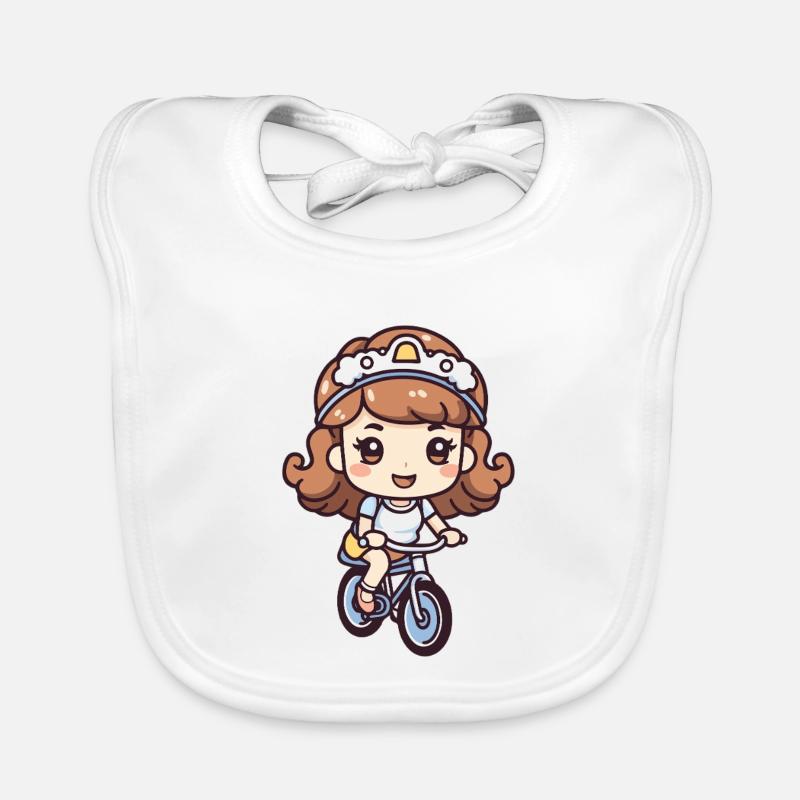 Fahrrad Mädchen Comic Baby Bio-Lätzchen