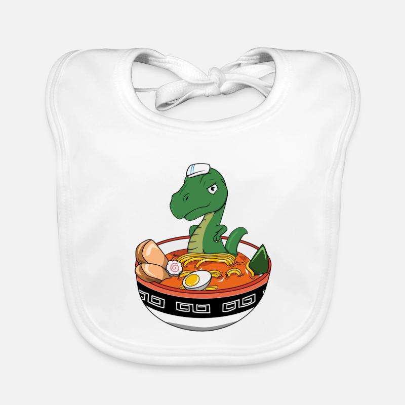 Ramen Lover Dino in a Cute Noodle Bowl Organic Baby Bibs