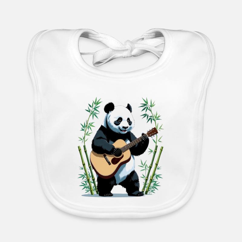 Guitariste panda dans la forêt de bambous Bavoir bio Bébé