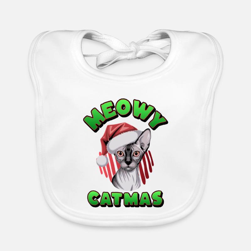 Chat Père Noël Sphynx Bavoir bio Bébé