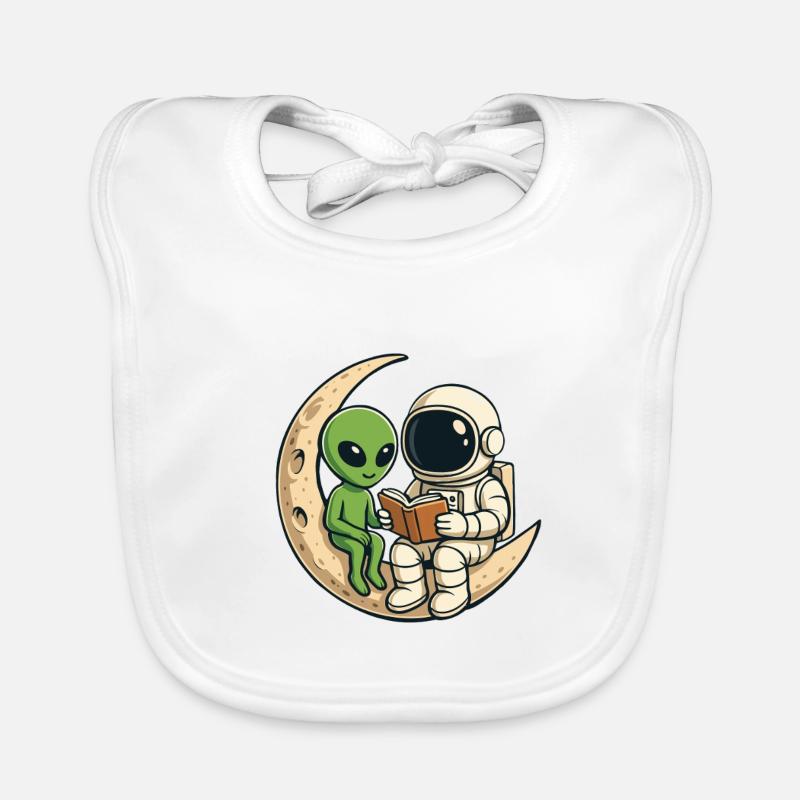 Reading Astronaut Alien Space Book Lover  Organic Baby Bibs