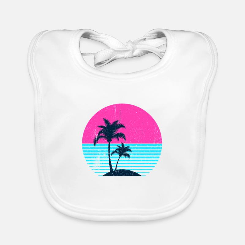 Miami Neon Palm Trees Sunset Organic Baby Bibs