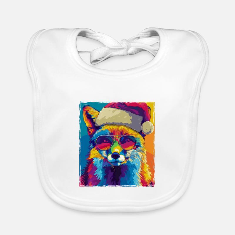 Fox Christmas Portrait Organic Baby Bibs