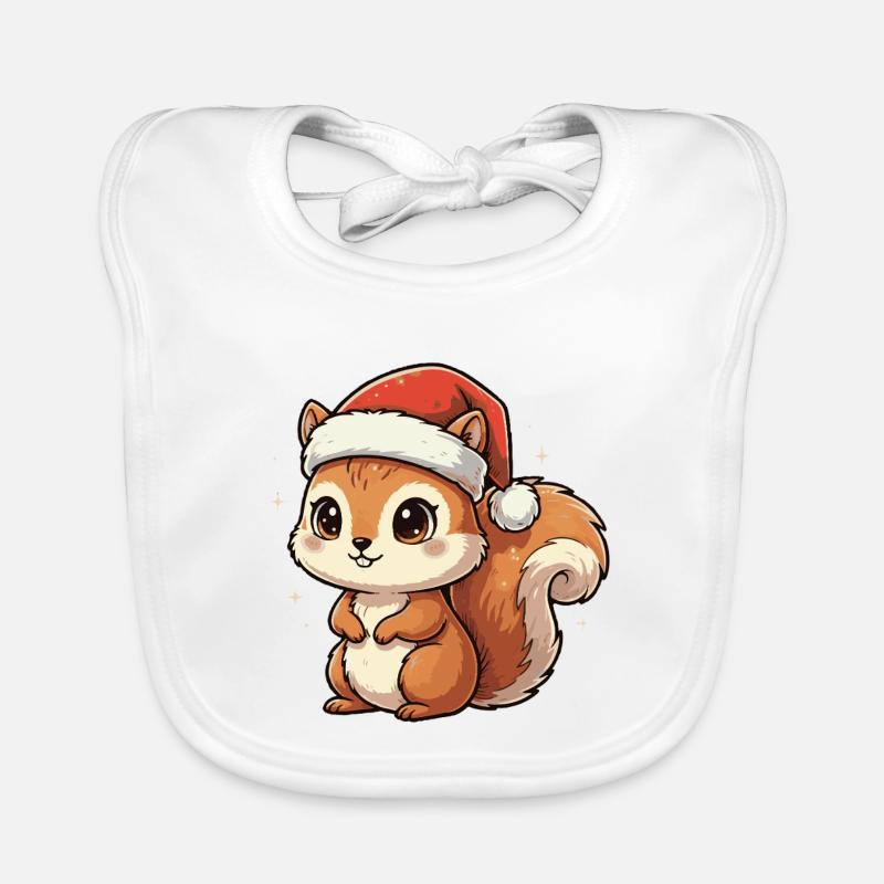 Weihnachts Eichhörnchen mit Santa Hut Baby Bio-Lätzchen