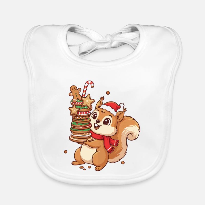 Weihnachts Eichhörnchen mit Keksen Baby Bio-Lätzchen