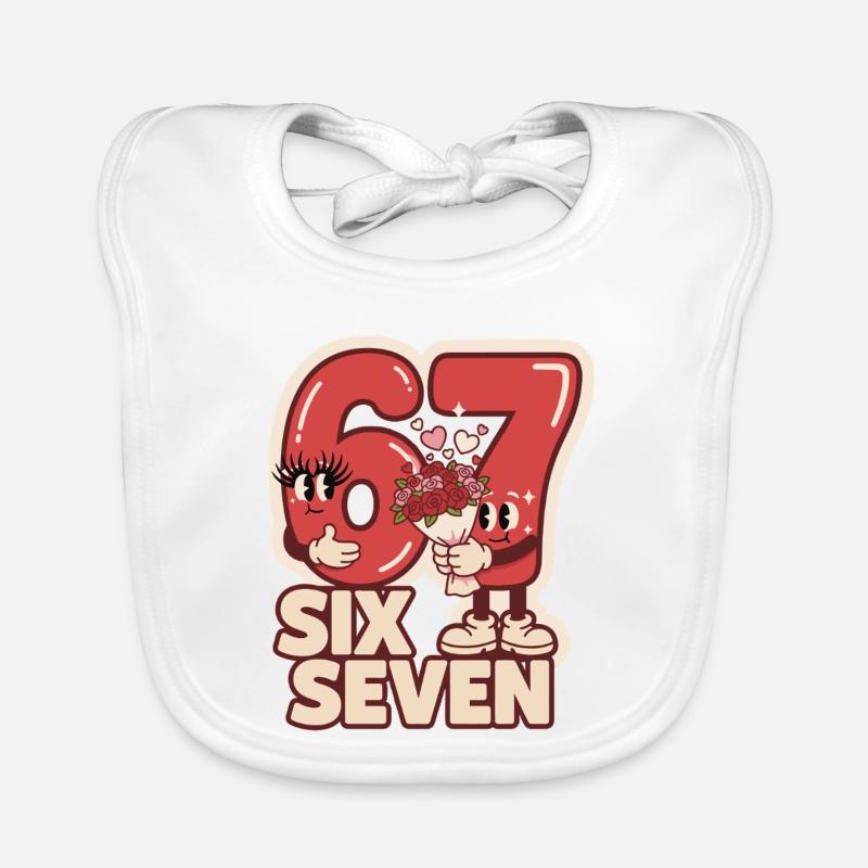 67 Six Seven meme Valentinstag Lustig Geschenk - Baby Bio-Lätzchen - Weiß