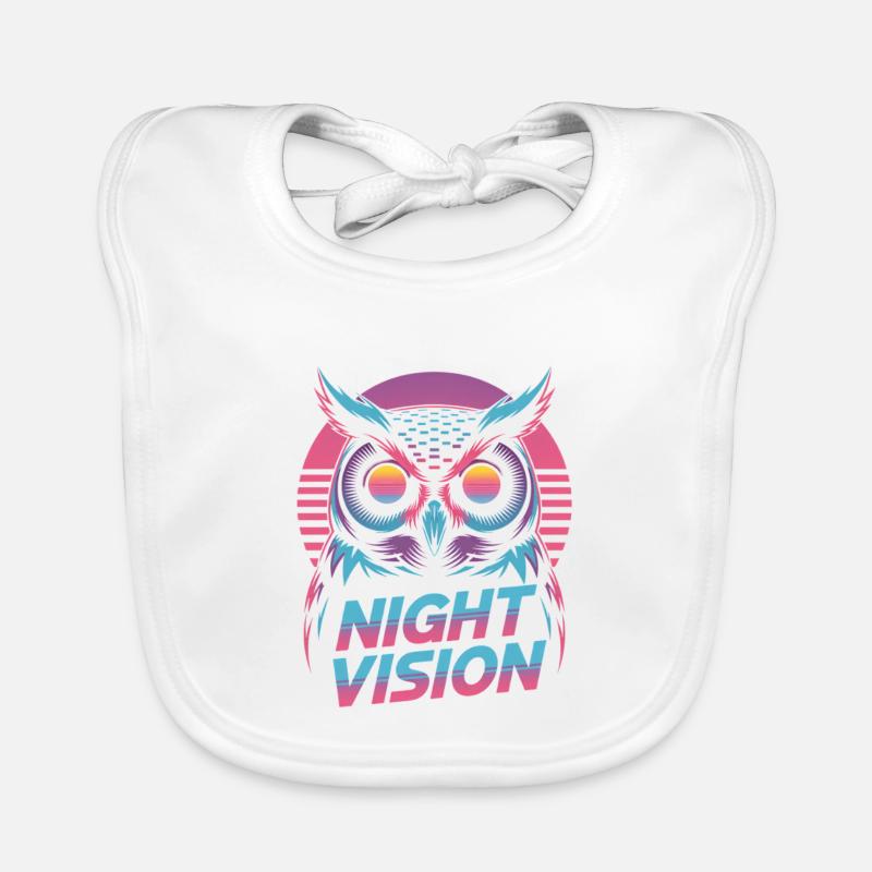 Night Vision Eule Retro Synthwave Nacht Baby Bio-Lätzchen
