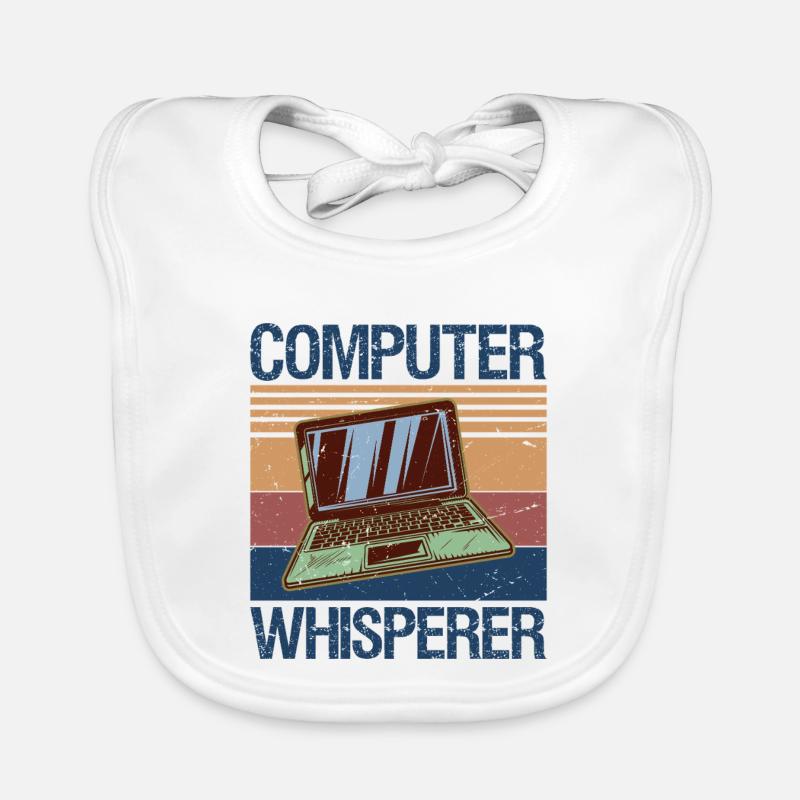 T-shirt Whisperer Informatique Nerds du support technique IT - Bavoir bio Bébé - blanc