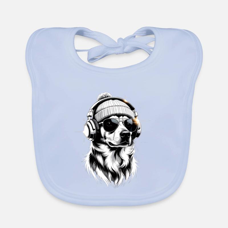 Beats Border Collie mit Kopfhörern Baby Bio-Lätzchen