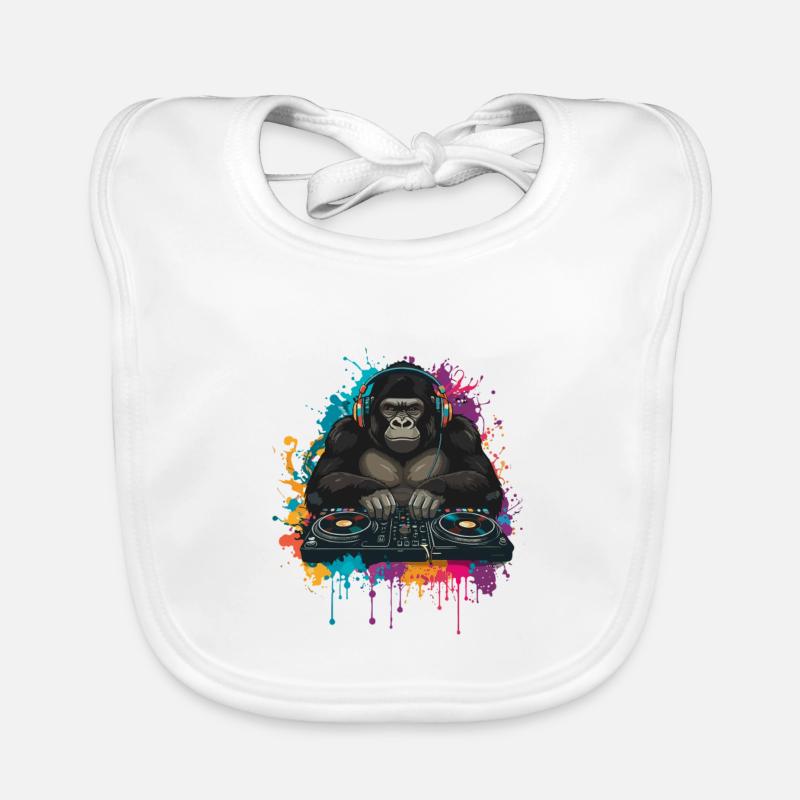 Gorilla DJ à la table de mixage Bavoir bio Bébé
