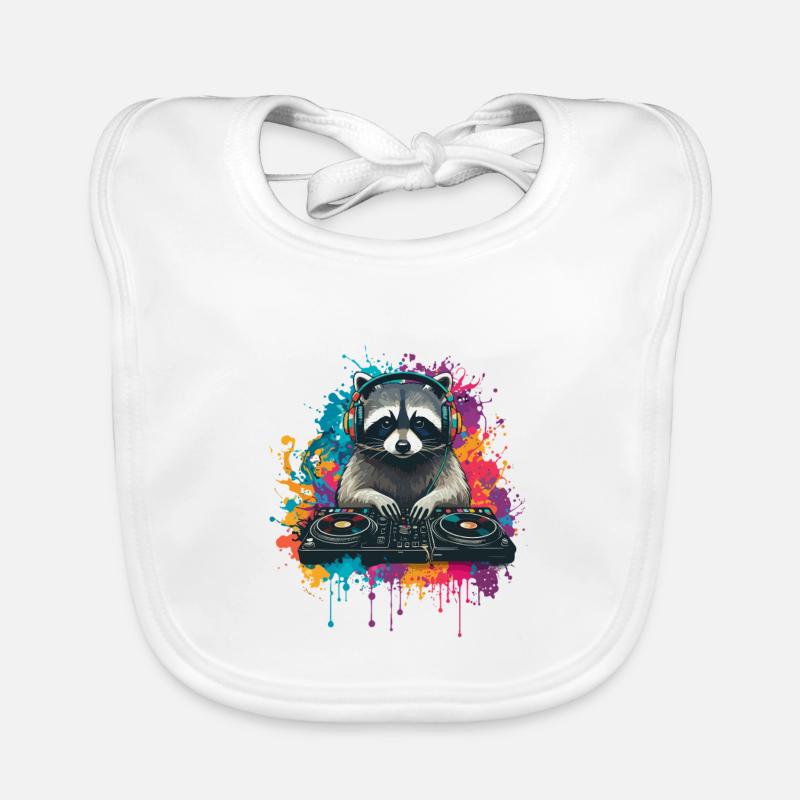 Raccoon at the DJ booth Organic Baby Bibs