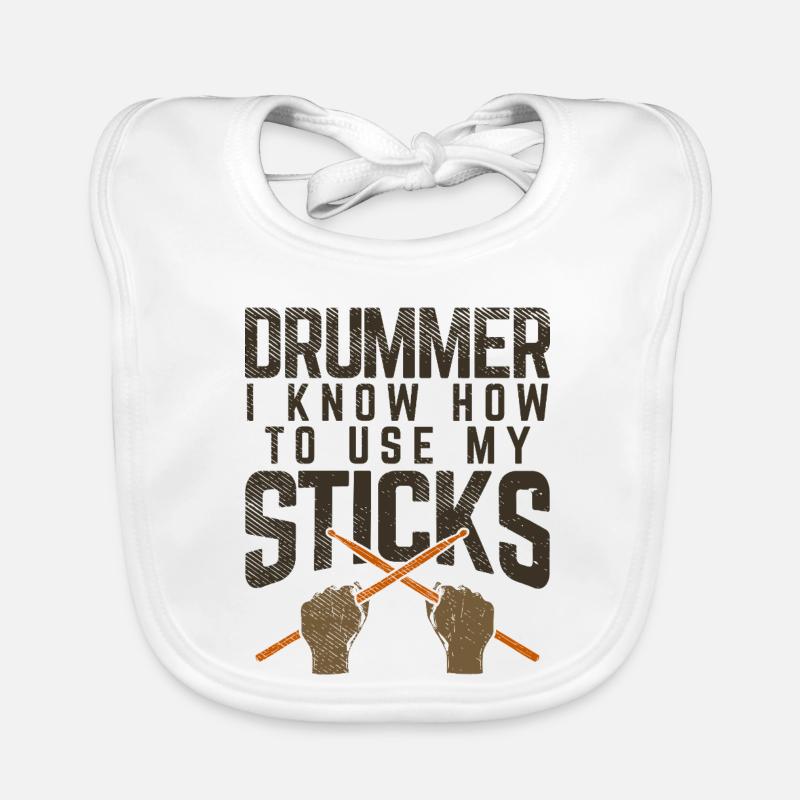 Batteur : je sais comment utiliser mes baguettes graphique Bavoir bio Bébé