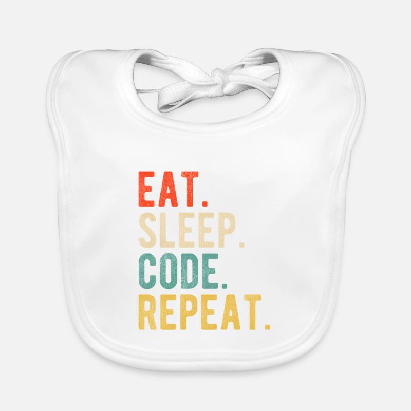Eat Sleep Code Repeat Programmer Nerd Retro Bavoir bio Bébé