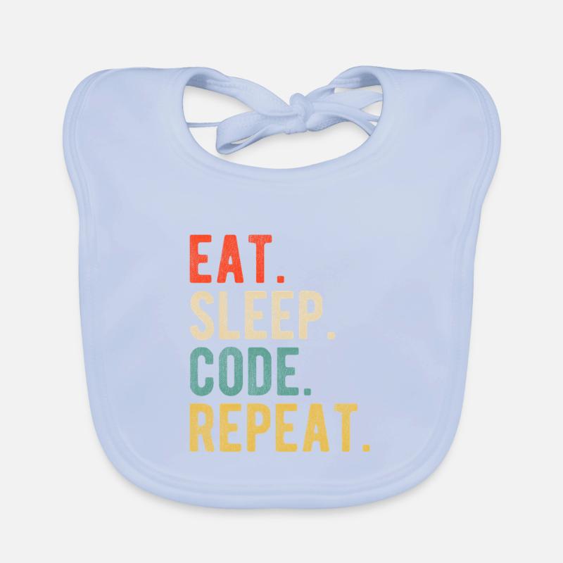 Eat Sleep Code Repeat Programmer Nerd Retro Bavoir bio Bébé