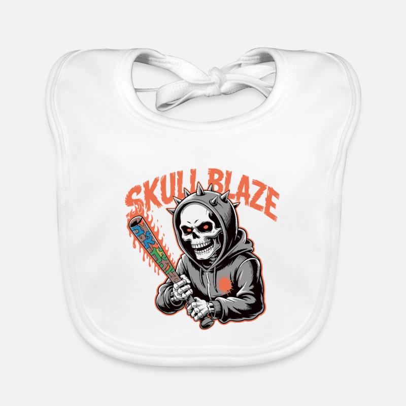 Skull Blaze Graffiti Skull Organic Baby Bibs
