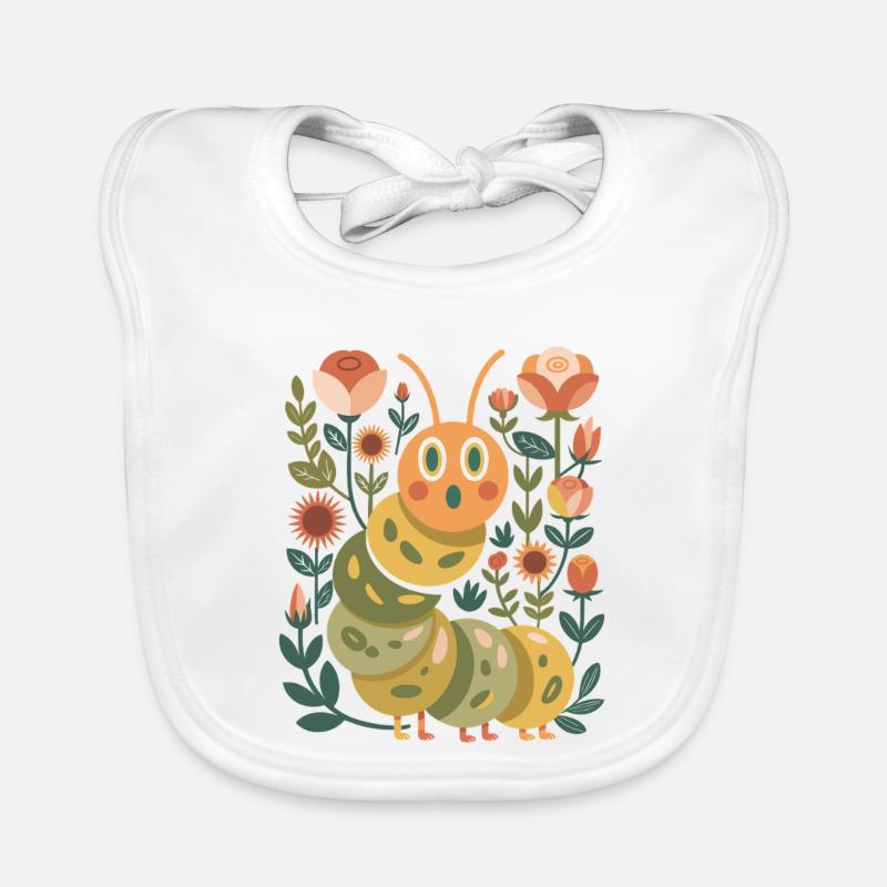 Chenille dans le jardin de fleurs Bavoir bio Bébé