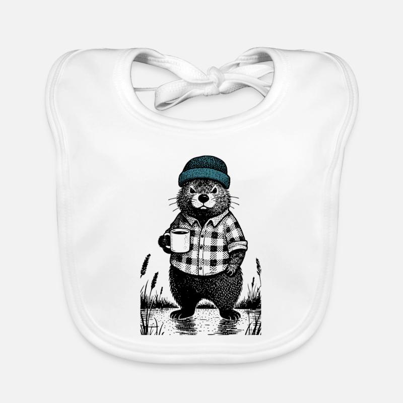 Launischer Bieber mit Kaffee Baby Bio-Lätzchen