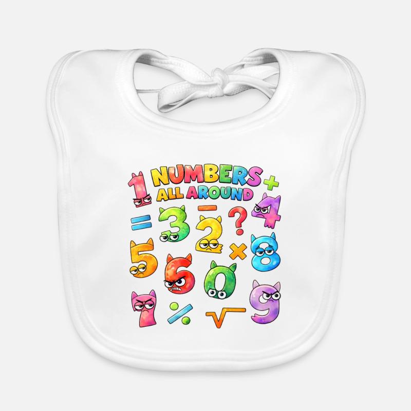 Rainbow Math Faces & Numbers Baby Bio-Lätzchen