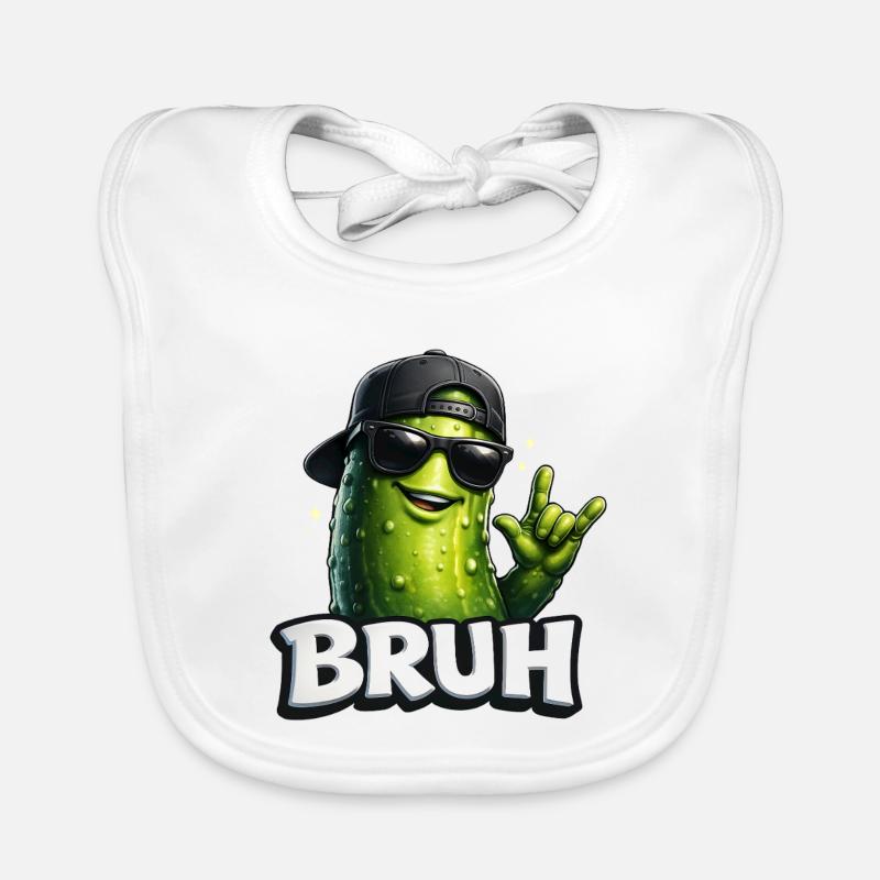 Gurken-Meme BRUH mit Sonnenbrille Baby Bio-Lätzchen