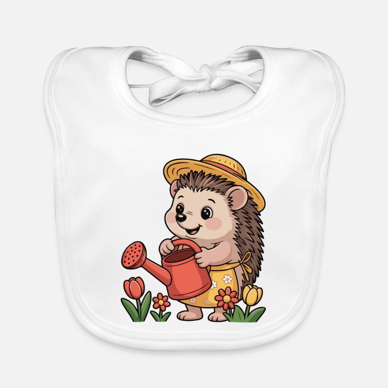 Gärtner-Igel mit Strohhut Baby Bio-Lätzchen