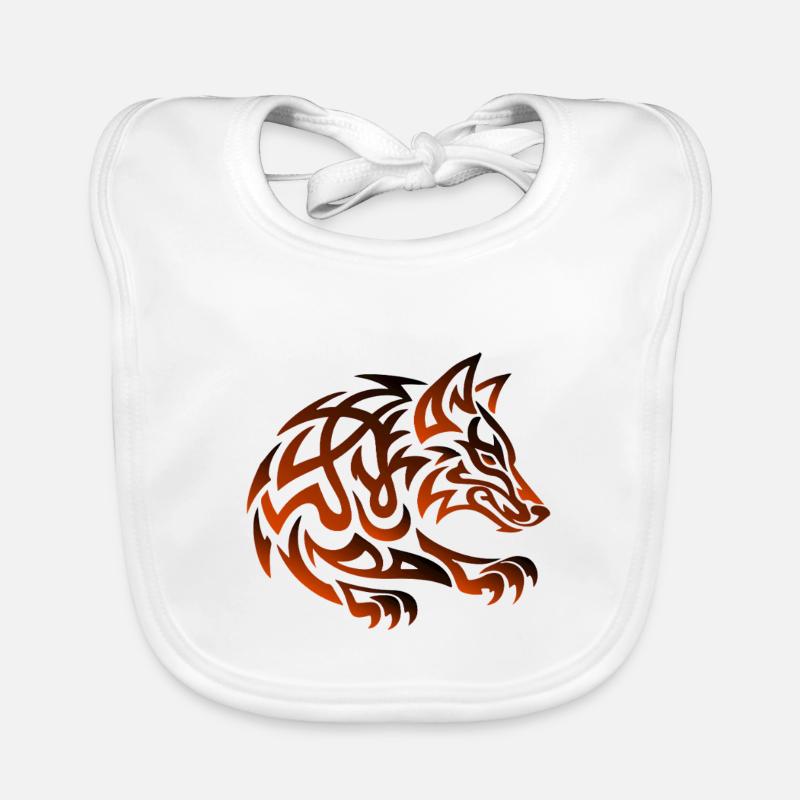 Tribal Wolf Ember - Bavoir bio Bébé - blanc