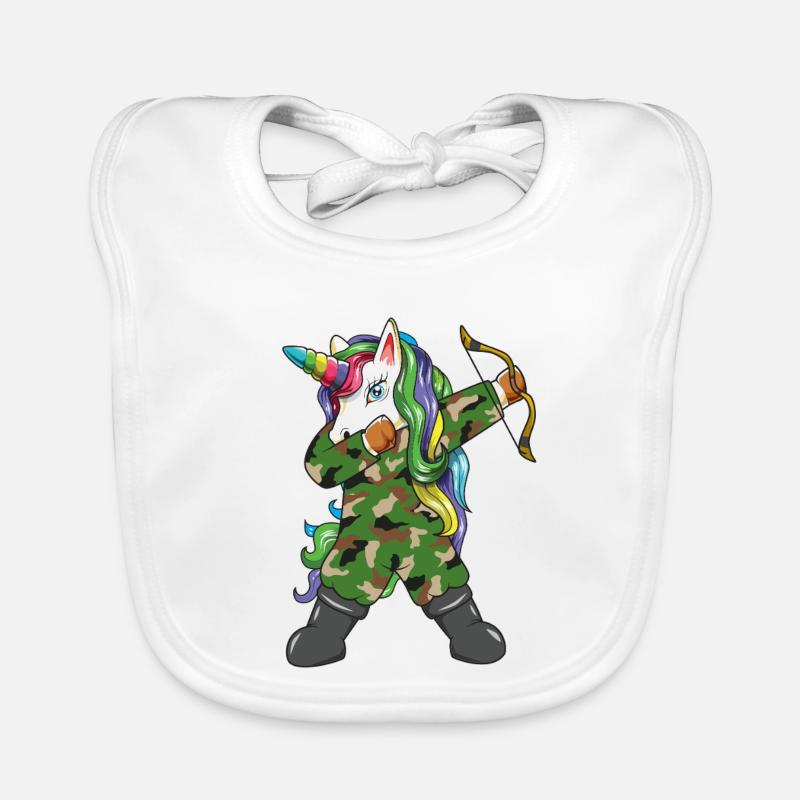 Dab Chasseur de Licorne Camouflage Archer Arc Chasseur d’Arc Bavoir bio Bébé