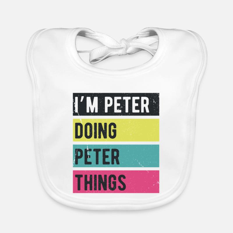 Ich bin Peter Mache Peter Dinge Retro Farben Baby Bio-Lätzchen