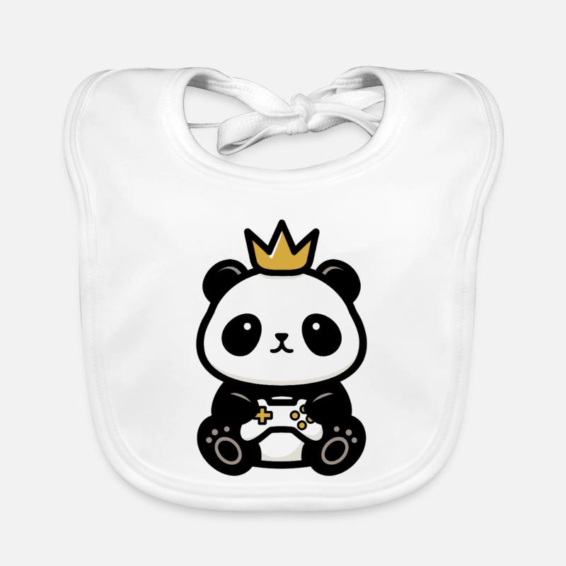 Panda sticker gamer krone Baby Bio-Lätzchen