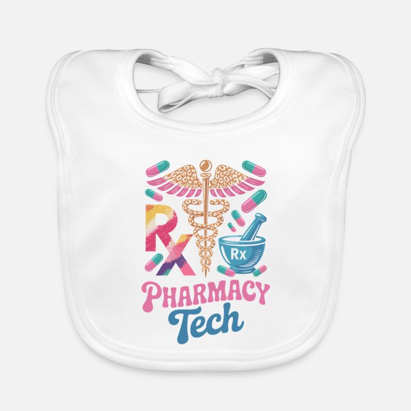 Rx Tech Pharmacy Art Organic Baby Bibs