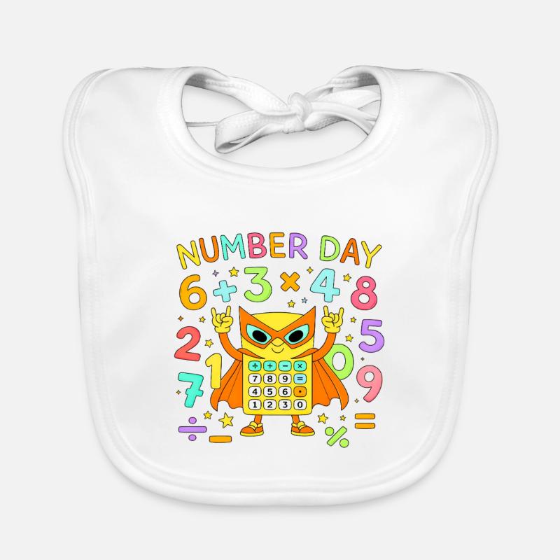 Number Day Math Cat Calculator Hero Organic Baby Bibs