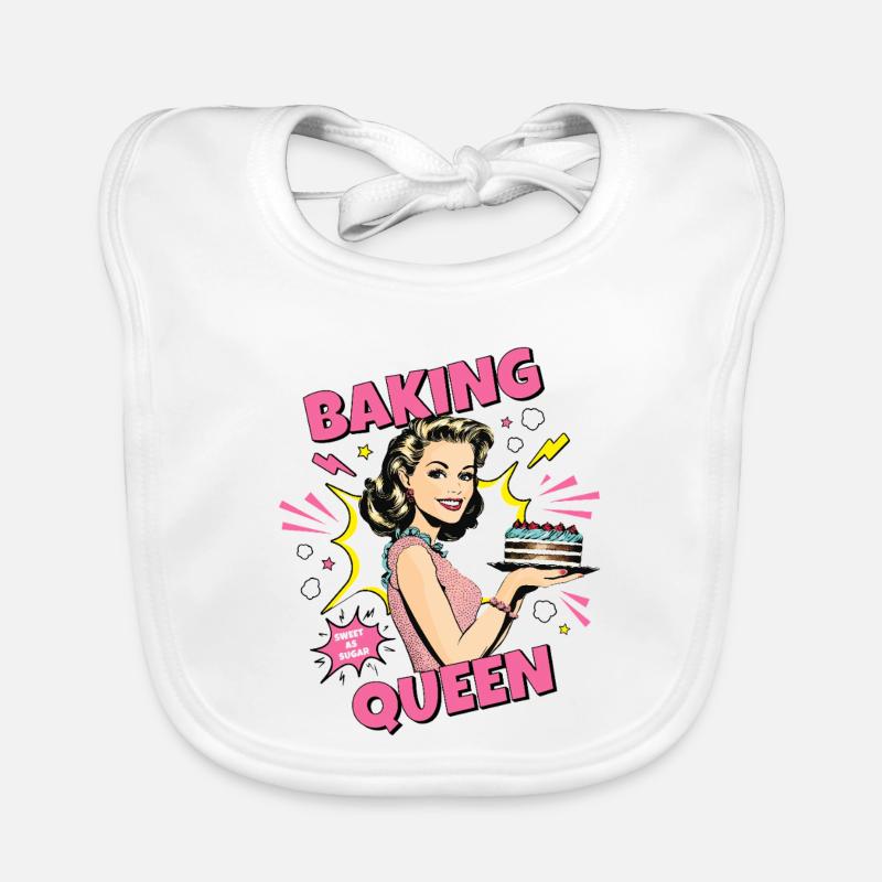 Backen Torte Backkönigin Backfee Bäckerin Pop Art Baby Bio-Lätzchen