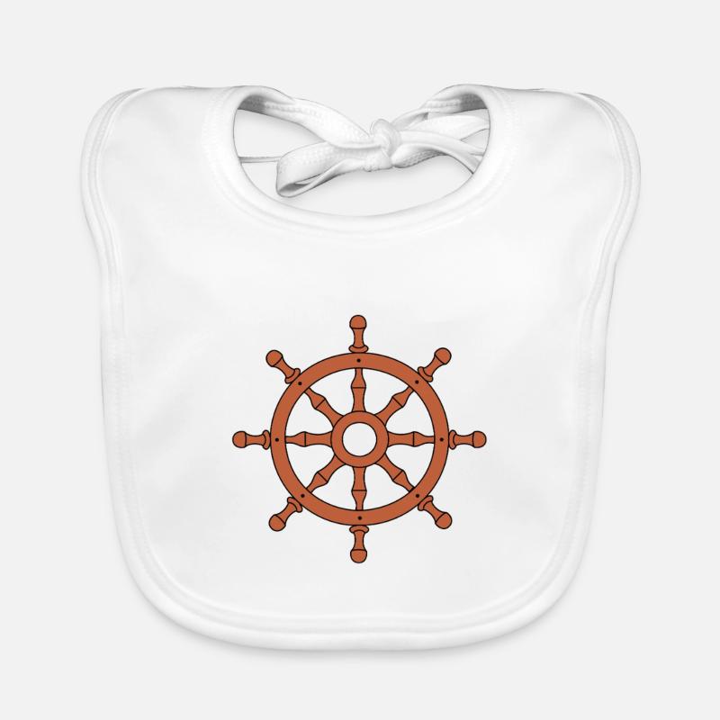 Captain's Steering Wheel Emblem Organic Baby Bibs