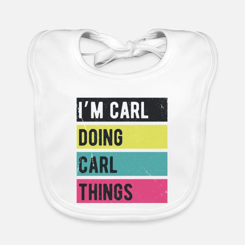 Ich bin Carl Mache Carl Dinge Retrofarben Baby Bio-Lätzchen