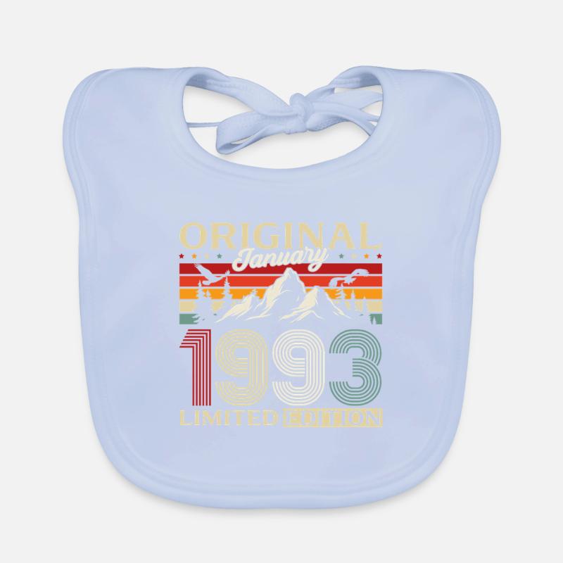 33rd Birthday Original January 1993 Organic Baby Bibs