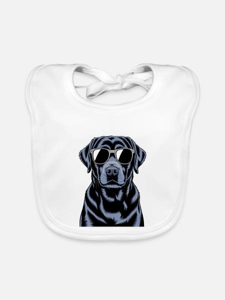 Schwarzer Labrador  - Baby Bio-Lätzchen - Weiß - Vorne
