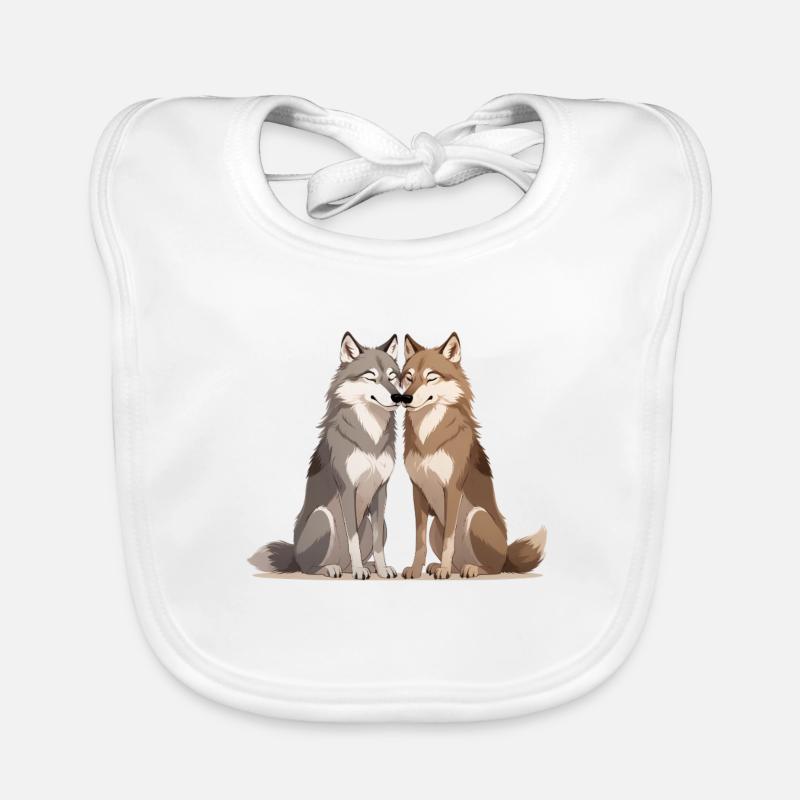 Duo des Loups Câlins Bavoir bio Bébé