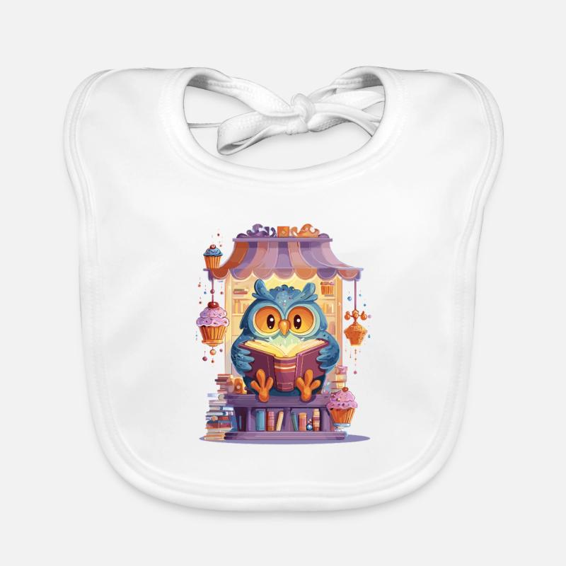 Lese Eule im Kuchenmarkt Baby Bio-Lätzchen