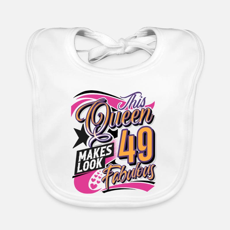 49th Birthday Queen Organic Baby Bibs