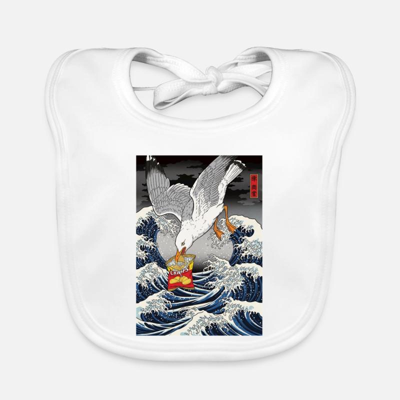 Seagulls Steals Chips Funny Organic Baby Bibs