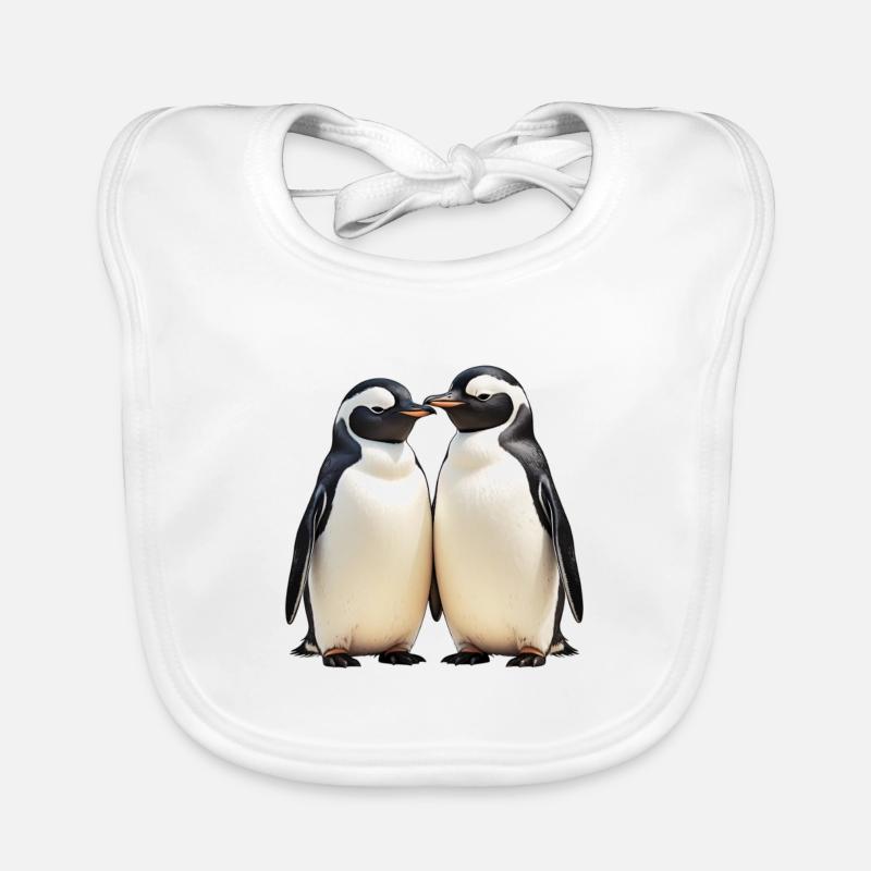 Duo de manchots câlins en vue Bavoir bio Bébé
