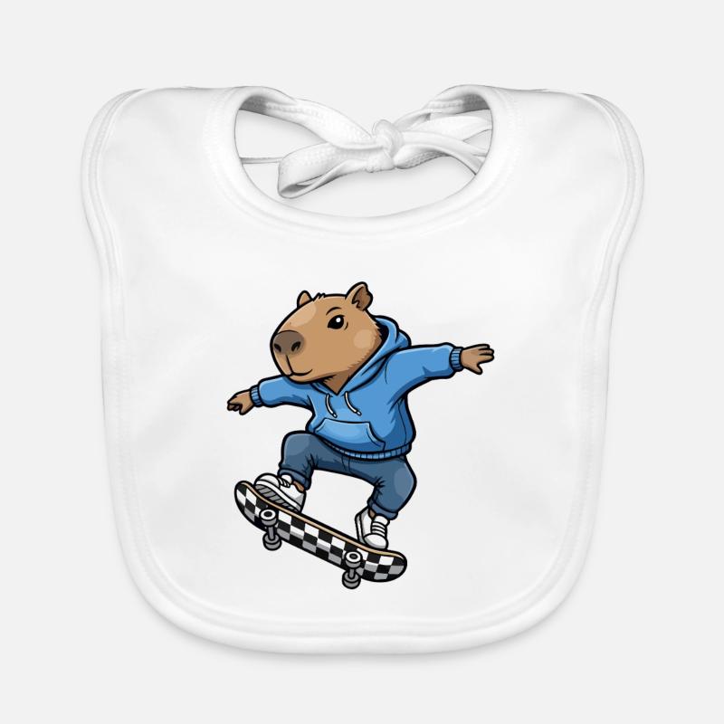 Capybara Skateboard Bavoir bio Bébé