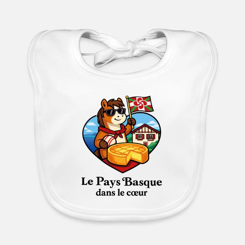 Pays Basque dans le Cœur Pottok Gâteau Basque Bavoir bio Bébé