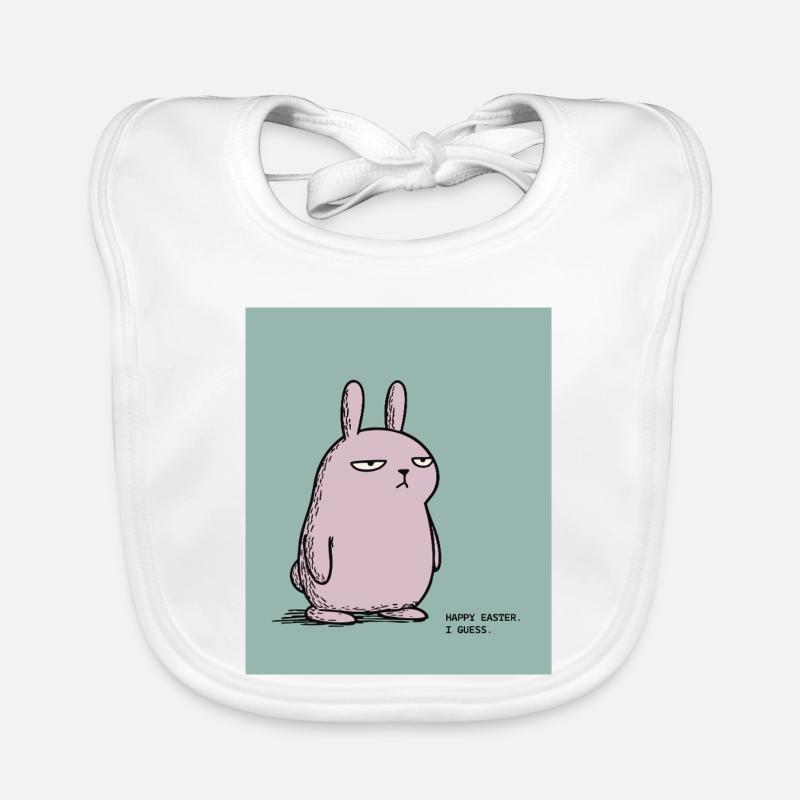 Happy Easter I Guess – Grumpy Bunny Easter Design Organic Baby Bibs